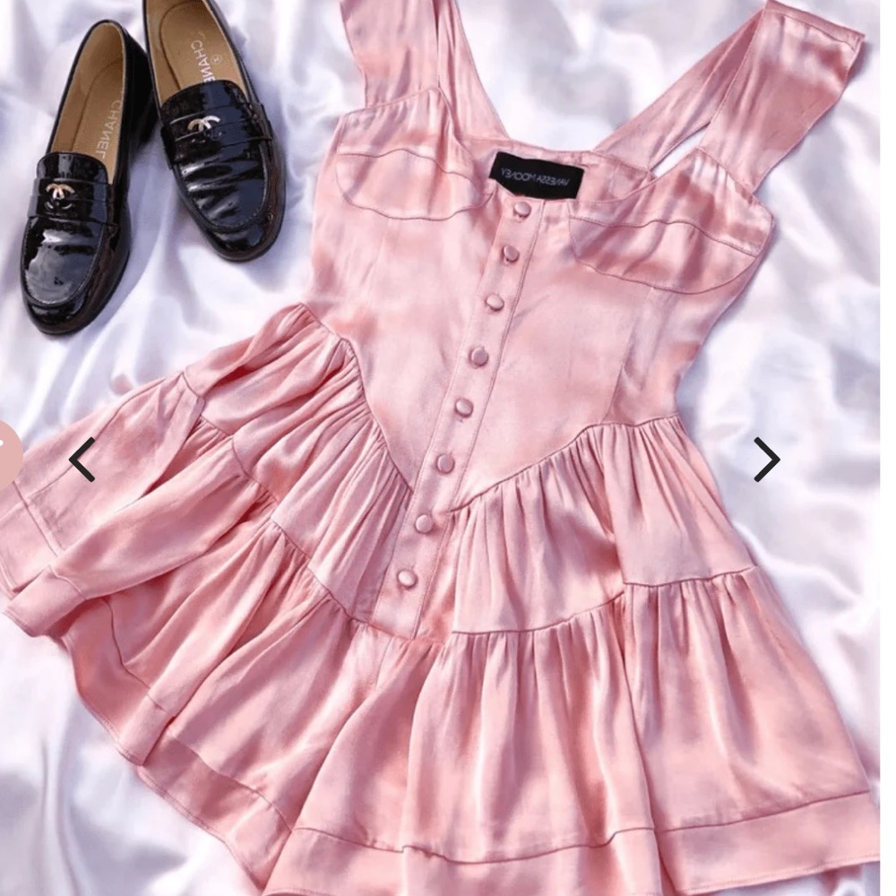 Vanessa Mooney Elisabeth Romper Dress Baby Pink Satin